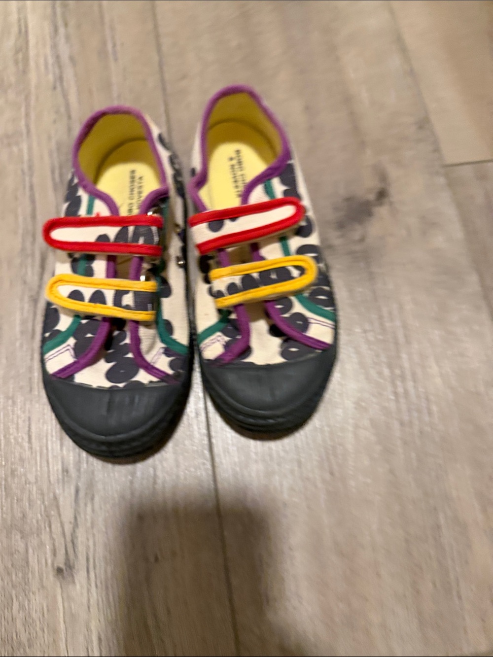 Bobo Choses Colorful Patterned Hook-and-Loop Sneakers with Red & Yellow Accents